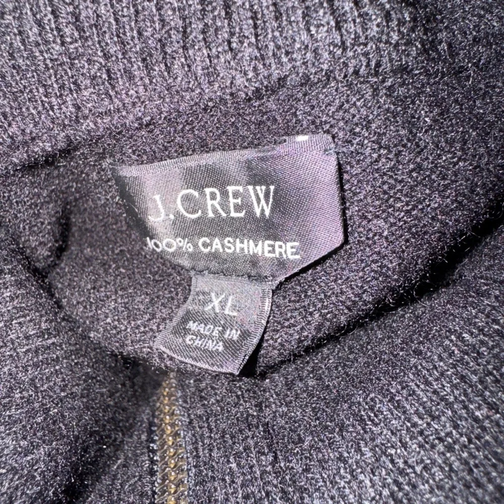 J Crew XL Black 100% Cashmere Midweight 1/4 Quarter Zip Pullover Preppy Classic